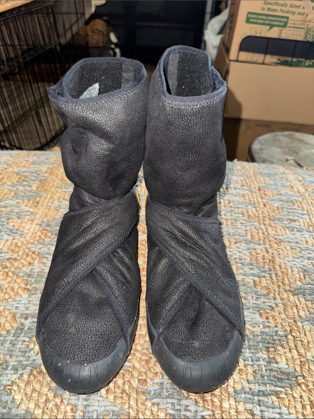 Vibram Black Textured Crossover Ankle Boots 9.5-10.5